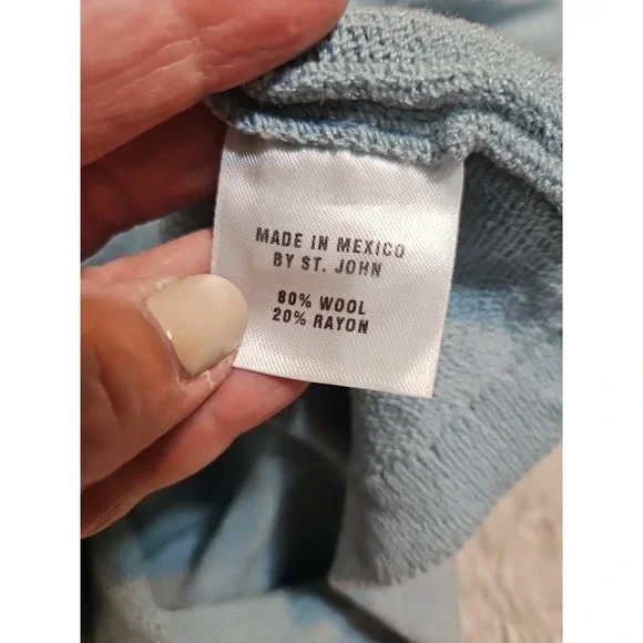 St. John 2 Piece Set Pants And Jacket Women Blue Color Full Zip Wide Leg Size S - Picture 6 of 13